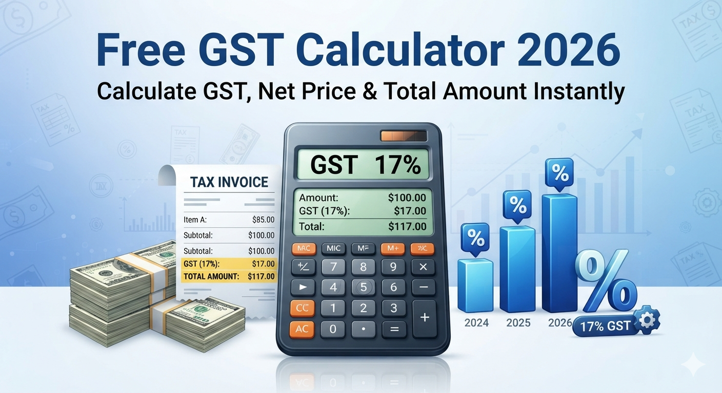 Free GST Calculator 2026 - Calculate 17% GST, Net Price and Total Amount Instantly