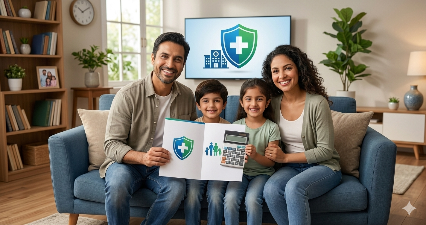UsA family calculating health insurance premium with calculator 2026